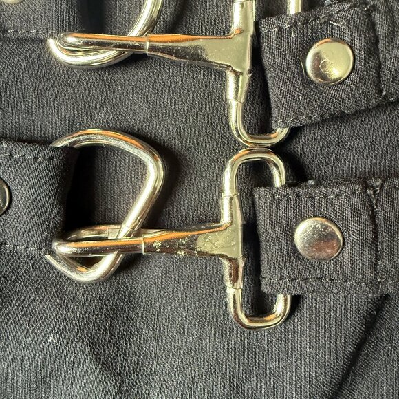 Vintage Lip Service Gangsta Pranksta Goth Punk Emo Black Fishtail Buckle Skirt S - Picture 6 of 9